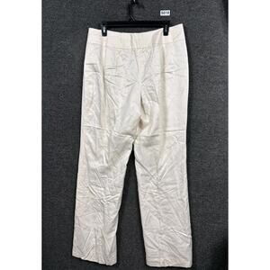 Talbots Silk Blend Straight Leg Dress Pants Womens Size 12 Cream Mid Rise
